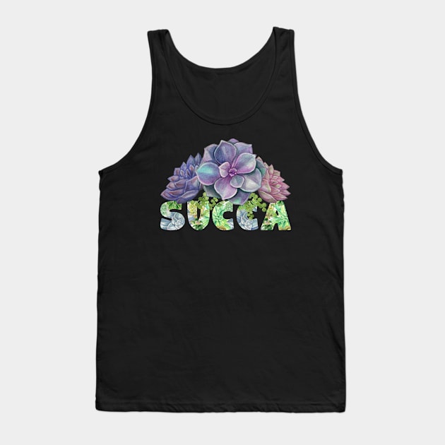 Succa Pun Design for a Succulent Plant Lover Tank Top by KritwanBlue